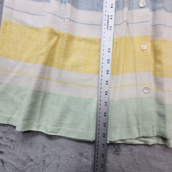 Vintage 70s Skirt Women W28 Pastel Striped Pleated Button Front Midi Cottagecore - Picture 4 of 5